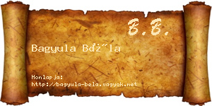 Bagyula Béla névjegykártya